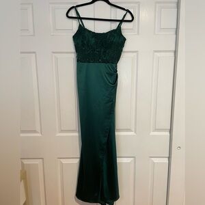 Windsor Dark Green Dress w/ Lace Corset